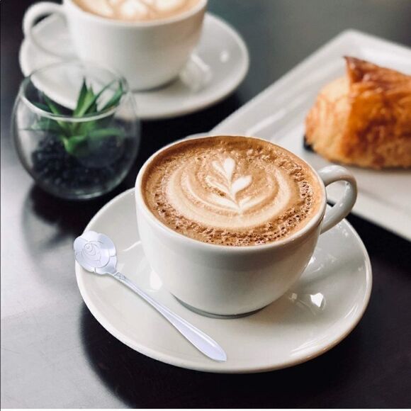 Silver Gold 8pcs Stainless Steel Flower Spoon Set - Picture 4 of 16